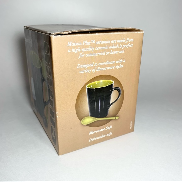 Black and Green Mug with Stir Spoon - Picture 7 of 8